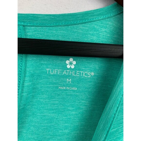 Tuff Athletics Womens Turquoise Athletic Top Loose Fit Keyhole Back Moisture Wic - Picture 4 of 6